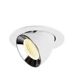 Projecteur encastré NUMINOS® GIMBLE L pivotant, adapté aux postes de travail avec écran IP20, chrome, blanche gradable