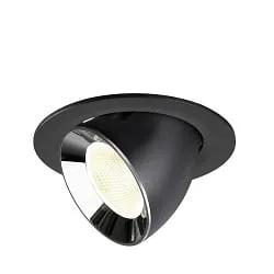 Projecteur encastré NUMINOS® GIMBLE L pivotant, adapté aux postes de travail avec écran IP20, chrome, noir gradable