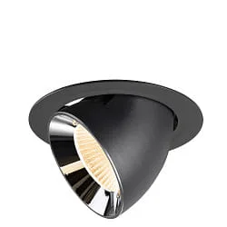 Projecteur encastré NUMINOS® GIMBLE XL pivotant, adapté aux postes de travail avec écran IP20, chrome, noir gradable