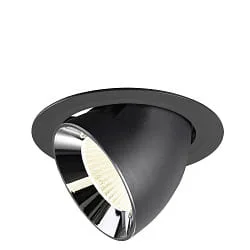 Projecteur encastré NUMINOS® GIMBLE XL pivotant, adapté aux postes de travail avec écran IP20, chrome, noir gradable