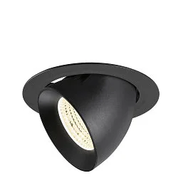 Plafonnier encastré NUMINOS® GIMBLE XL adapté aux postes de travail avec écran IP20, noir, laqué gradable
