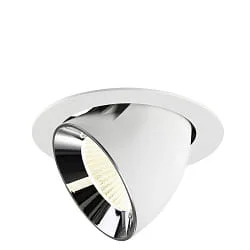 Projecteur encastré NUMINOS® GIMBLE XL pivotant, adapté aux postes de travail avec écran IP20, chrome, blanche gradable