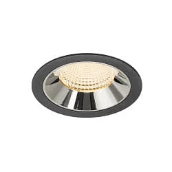 Plafonnier encastré NUMINOS® XL adapté aux postes de travail avec écran IP20, chrome, noir gradable