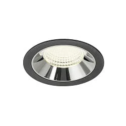 Plafonnier encastré NUMINOS® XL adapté aux postes de travail avec écran IP20, chrome, noir gradable