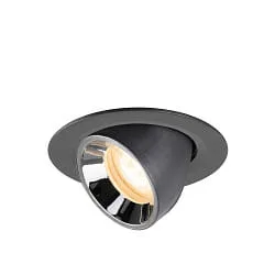 Projecteur encastré NUMINOS® GIMBLE XS pivotant, adapté aux postes de travail avec écran IP20, chrome, noir gradable
