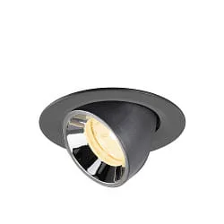 Projecteur encastré NUMINOS® GIMBLE XS pivotant, adapté aux postes de travail avec écran IP20, chrome, noir gradable