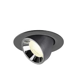 Projecteur encastré NUMINOS® GIMBLE XS pivotant, adapté aux postes de travail avec écran IP20, chrome, noir gradable