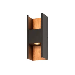 Luminaire mural d’extérieur FLATT II PHASE haut / bas, résistant à l'air marin IP65, anthrazit, marron, bois foncé