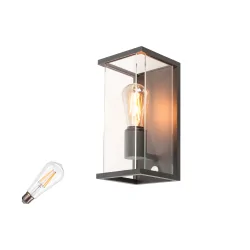 Luminaire mural d'extérieur QUADRULO SENSOR WL SET avec capteur, lot de 1, avec douille E27 IP44, anthrazit gradable