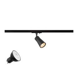 1-Projecteur monophasé PURI 2.0 CONE 1PH SET  lot de 1, avec adaptateur, avec douille GU10 IP20, noir gradable