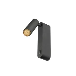 Luminaire mural GRIP! S WL ON-OFF avec interrupteur, réglable IP20, or, noir 