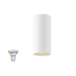 Luminaire de plafond ASTO TUBE SMART SET CL SINGLE GU10 à 1 flamme, lot de 1, avec douille GU10 IP20, blanche gradable