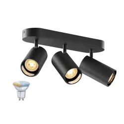 Applique et plafonnier ASTO TUBE SMART SET CW triple lot de 1 GU10 IP20, noir gradable