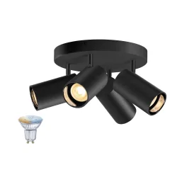 Applique et plafonnier ASTO TUBE SMART SET CW quad GU10 lot de 1 GU10 IP20, noir gradable