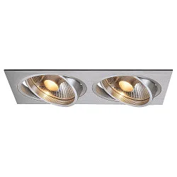 Plafonnier encastré NEW TRIA ES111 2 GU10, aluminium brossé