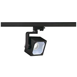 Projecteur triphasé EURO CUBE ON-OFF forme en dé, commutable, à cardan IP20, noir 
