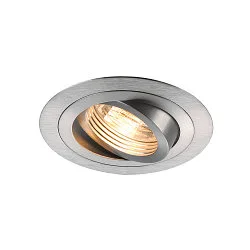 Lumière encastrée PIREQ QPAR51 ROUND DOWNLIGHT pivotant, rotatif GU10 IP20, aluminium brossé gradable