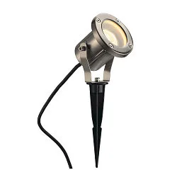 Lampe à piquet de terre NAUTILUS 10 avec prise de courant, réglable GU10 IP55, acier inoxydable brossé gradable