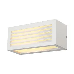 Luminaire mural BOX-L à 1 flamme, angulaire E27 IP44, blanche gradable