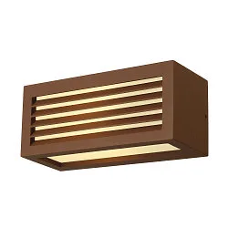 Luminaire mural BOX-L à 1 flamme, angulaire E27 IP44, rouille gradable