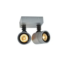 Luminaire mural d’extérieur MYRA DOUBLE à 2 flammes, rotatif, inclinable GU10 IP55, Gris argent gradable