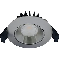 recessed luminaire VELIA LOW PROFILE round IP44, brushed aluminium dimmable 5,5W 310lm 2700K