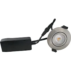 recessed luminaire LOW PROFILE round IP54, brushed aluminium dimmable 6W 470lm 3000K