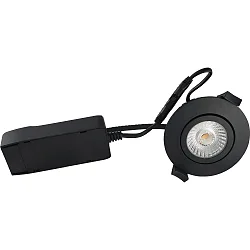 recessed luminaire LOW PROFILE round IP54, black matt dimmable 6W 510lm 4000K