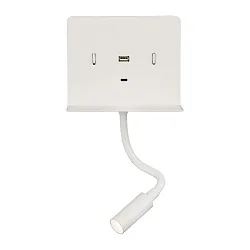 reading lamp CALMA 16/3836 with switch, with USB connection, adjustable IP20, white