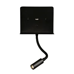 reading lamp CALMA 16/3836 with switch, with USB connection, adjustable IP20, black