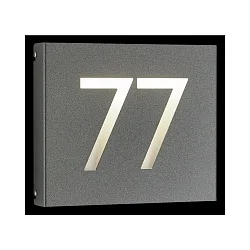 Numéro de maison lumineux TYPE NO 6004 1 chiffre, 2 chiffres IP44, anthrazit, opale gradable