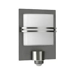 Luminaire mural d'extérieur TYPE NO 6250 plat, avec détecteur de mouvement E27 44, anthrazit, acier inoxydable gradable