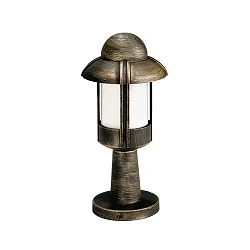 Pedestal luminaire Country style Night watcher Type No. 0530, IP44, 40cm, E27 QA55 max. 57W, cast alu, glass, brown brass