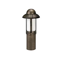 Luminaire en forme de borne TYPE NO 0531 langue, avec couverture E27 44, marron, laiton satiné gradable