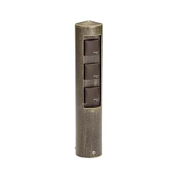 Outdoor Socket column Type No. 2102, 3-way, IP44, without switching function, cast alu, brown brass