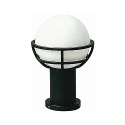 Pedestal luminaire Type No. 0520, with ball shade Ø 23cm, IP44, height 40cm, E27 QA55 max. 57W, cast alu, glass, black matt