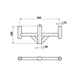 Outdoor Top Type No. 1009 for Mast lights with plait measure Ø 7.6cm, 2-way, width 90cm, black