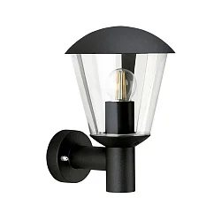 Outdoor Wall luminaire Type No. 1854, IP54 IK08, E27 QA55 max. 57W, aluminum / plastic clear, impact resistant, black matt