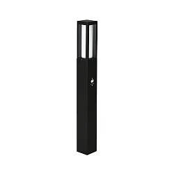 Bollard light Type No. 2066 with motion sensor 90°, IP44, height 90cm, E27 max. 20W (LED), cast alu / opal glass, black matt
