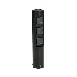 Outdoor Socket column Type No. 2102, 3-way, IP44, without switching function, cast alu, black matt