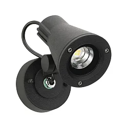 LED Outdoor Wall Spot Type No. 2353, IP54, 230V AC/DC, 8W 3000K 800lm 30°, rotatable and pivotable, cable, black matt