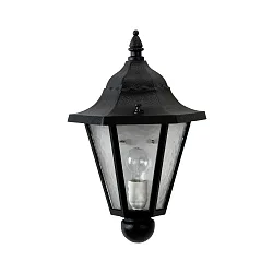 Outdoor Wall luminaire Country style Type No. 3229, half round, IP23, E27 QA55 57W, cast alu / cathedral glass, black