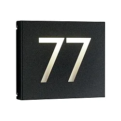 Numéro de maison lumineux TYPE NO 6004 1 chiffre, 2 chiffres IP44, opale, noir  gradable