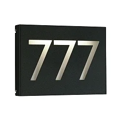 Numéro de maison lumineux TYPE NO 6005 3 chiffres IP44, opale, noir  gradable