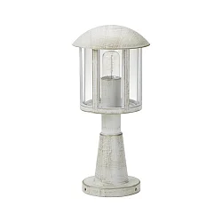 Pedestal luminaire Country style Vintage Type No. 0542, IP44, 60cm, E27 QA55 max. 57W, cast alu / glass clear, white-gold