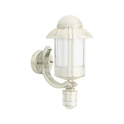 Outdoor Wall luminaire Country style Night watchman Type No. 1840 with motion sensor, IP44, E27, cast alu / opal, white-gold