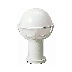 Pedestal luminaire Type No. 0520, with ball shade Ø 23cm, IP44, height 40cm, E27 QA55 max. 57W, cast alu / opal glass, white