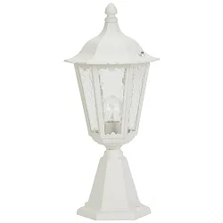 Pedestal luminaire Country style Type No. 0541, IP23, height 53cm, E27 QA55 max.57W, cast alu / cathedral glass, white
