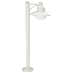 Path light Country style Hat shape round Type No. 4150, IP44, 90cm, E27 QA55 max. 57W, cast alu / opal glass, white matt