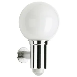 Luminaire mural d'extérieur TYPE NO 0224 rond, avec détecteur de mouvement E27 44, acier inoxydable gradable